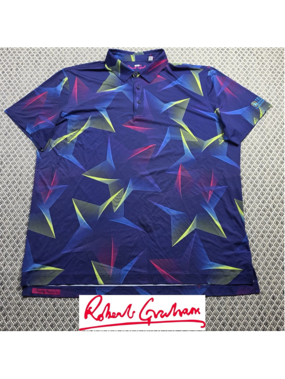 Robert Graham Mens 2XL Performance Golf Polo Geometric AOP Stretch Shirt